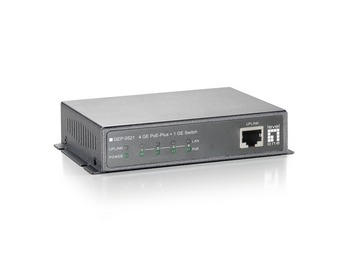 LevelOne 4 GE PoE-Plus + 1 GE Switch- 120W- IEEE 802.3af/at PoE compliant to simplify deployment and installation- 10/100/1000Mbps wire speed transmission and reception- 9K jumbo frames to increase data transfer rates- Auto-detection and protection of non – Digital Data Communications