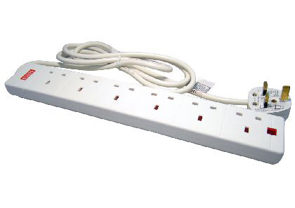 2M 6WAY MAINS EXT BLCK SUR PROT-ROHS – Cables Direct