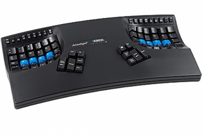 A Kinesis product- the Advantage2 Keyboard is a US Layout black USB connected contoured keyboard based on a unique- patented design that minimises the pain and strain typists experience from heavy use of conventional computer keyboards. Supplied by Hypert – Kinesis