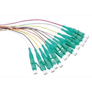 Fiber Pigtail Set 12 x LC OM3 2m, colored, aqua connector – LogiLink