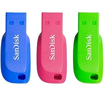 SanDisk 16GB Cruzer Blade Colours 3 Pack – SanDisk