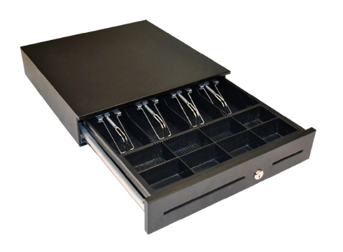 ECD410 SLIDE-OUT BLACK CBL HARDWIRED 24V RJ11 410X420X103 – APG Cash Drawers
