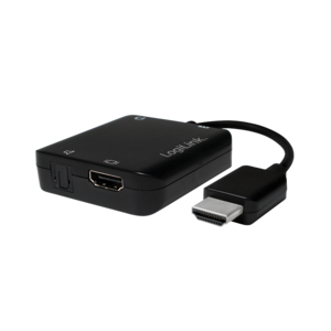 HDMI audio extractor, A/M to A/F+3.5mm/F+ODT, 2CH/5.1CH, black, 0.1 m – LogiLink