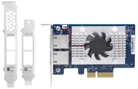 QNAP Dual-port BASET 10GbE network expansion card; low-profile form factor; PCIe Gen2 x4 – Qnap