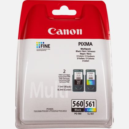 Canon PG-560 / CL-561 Multipack - 2-pack - black, colour (cyan, magenta, yellow) - original - blister with security - ink cartridge - for PIXMA TS5350, TS5351, TS5352, TS5353 – Canon