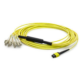 AddOn 1m MPO 8xLC F M OS2 Yellow 8 strand LSZH Fiber Fanout Cbl – AddOn