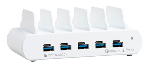 5 PORT USB AND USB-C MULTIPLE TABLET CHARGG STATION WHITE – Compulocks