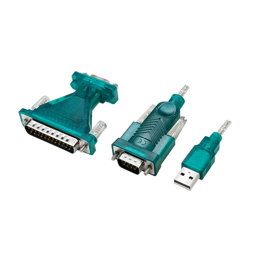 USB 2.0 cable, USB-A/M to DB9/M + DB25/M (RS232), Win 11, 1.3 m – LogiLink