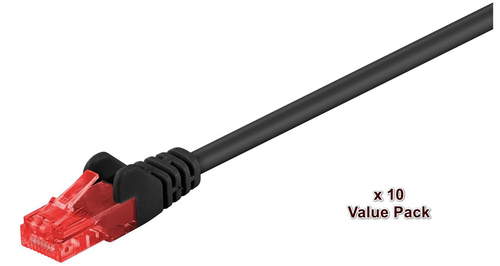 U/UTP CAT6 0.5M BLACK 10 PACK – MicroConnect