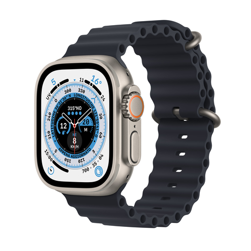 Apple Watch Ultra GPS + Cellular, 49mm Titanium Case with Midnight Ocean Band – Apple