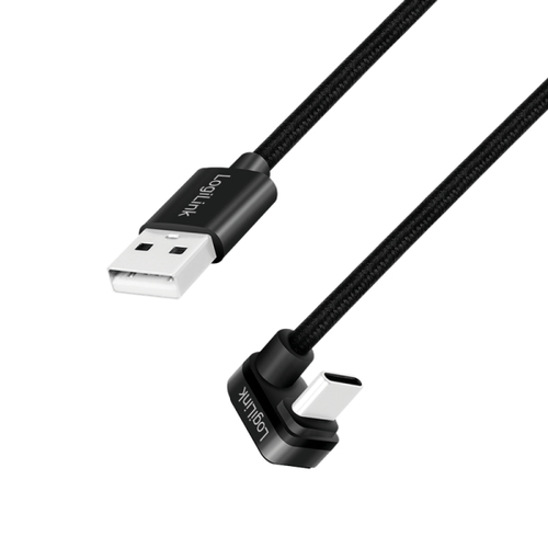 USB 2.0 Type-C cable, C/M 180� to USB-A/M, alu, black, 3 m – LogiLink