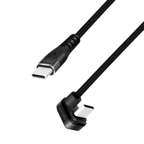 USB 2.0 Type-C cable, C/M 180� to USB-C/M, alu, black, 2 m – LogiLink