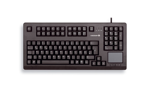 CORDED COMPACT KEYBOARD WITH BUILT-IN TOUCHPAD. EU LAYOUT. BLACK. USB – Cherry