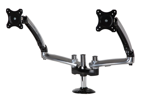 LCD Screen Dual Arm 2-Link w/Clamp base pan & swivel 12" - 30" max weight 8.1Kg - Black – Peerless