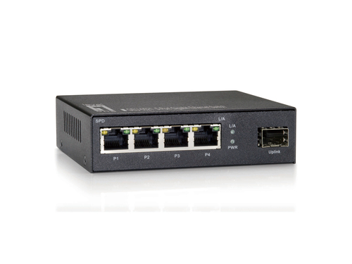 LevelOne 4 GE + 1 GE SFP Switch- 4 Gigabit Ethernet ports and 1 Gigabit SFP slot- 9K jumbo frames to increase data transfer rates- 1000Mbps-Full-duplex- 10/100Mbps-Full/Half-duplex- Auto-Negotiation- Auto-MDI/MDIX- Supports 1K MAC address auto-learning an – Digital Data Communications