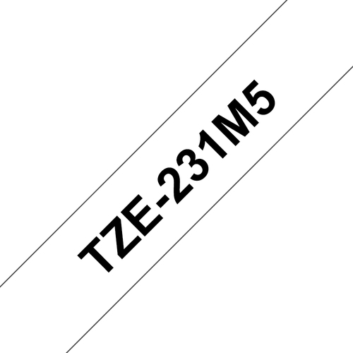 TZE231 LAMINATED TAPES 12MM 8M BLACK ON WHITE BACKGROUND – Brother