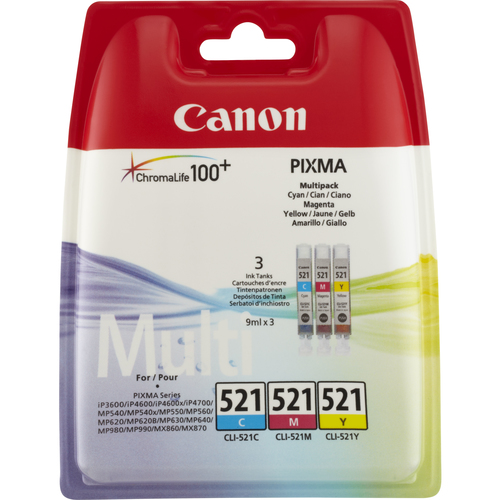 CLI-521 C/M/Y MULTIPACK BLISTER COLOUR K CARTRIDGE – Canon