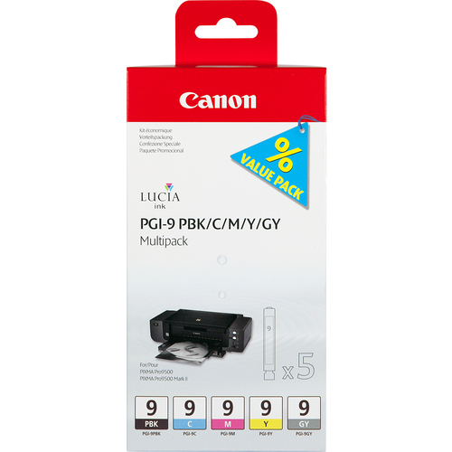 Canon PGI-9P BKCMYGY - 1034B013 - 1 x grey,1 x Yellow,1 x Cyan,1 x Magenta,1 x Photo Black - Multipack - Ink tank - For PIXMA iX7000,MX7600,Pro9500,Pro9500 Mark II – Canon