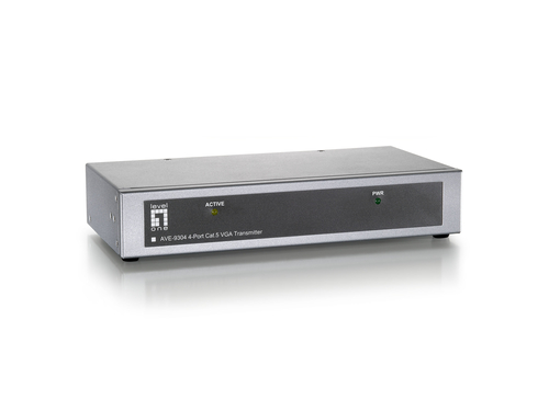 LevelOne 4-Port Cat.5 VGA Transmitter- Broadcast Audio/Video signals over Ethernet Cable - Supports 2048x1536 VGA resolution over 300m - Flexible multi-location Audio/Video broadcasting - Flexible cable kit choices for different video applications - Units – Digital Data Communications