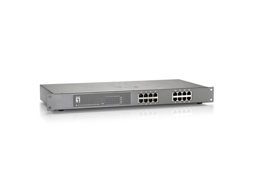 LevelOne 16-Port Fast Ethernet PoE Plus Switch (480W); IEEE 802.3af/at PoE compliant to simplify deployment and installation;Auto-detection and protection of non-standard PoE devices;Supports 4K MAC address auto-learning and auto-aging;10/100Mbps-Full/Hal – Digital Data Communications