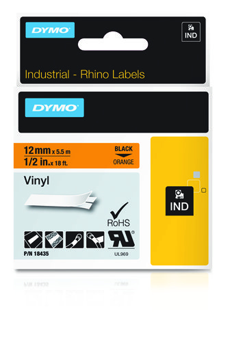 RHINO BAND IND VINYL 12MMX5.5M BLACK ON ORANGE – NEWELL RUBBERMAID