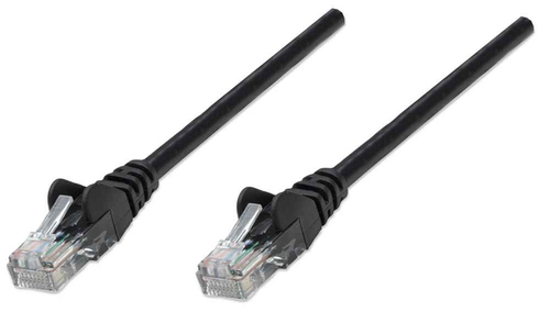 NETWORK CABLE CAT5E CCA 2M BLACK U/UTP SNAGLESS/BOOTED – INTELLINET