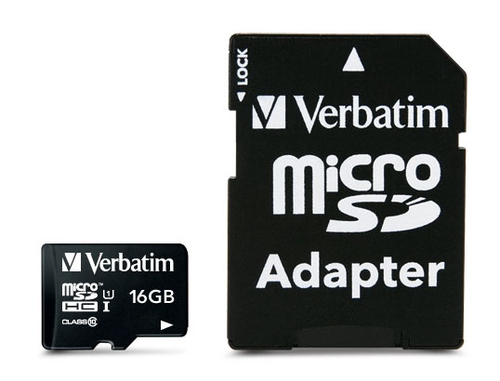 Verbatim MicroSD Class 10 16GB +Adaptor – Verbatim