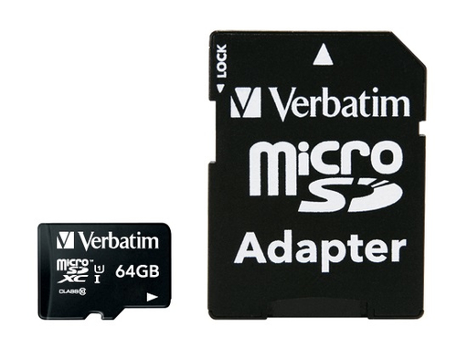 Verbatim microSD Class 10 64GB +Adaptor – Verbatim
