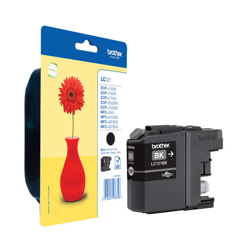 INK CARTRIDGE LC- 121BK BLACK DCP-J752DW 600 PAGES – Brother