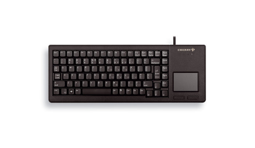 CORDED SMALL FLAT AND EXTREMELY ROBUST TOUCHPAD KEYBOARD. GERMAN LAYOUT. BLACK. USB – Cherry