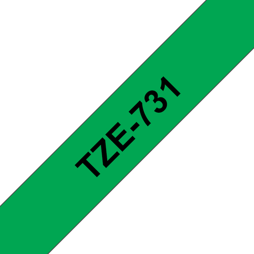 TZE-731 LAMINATED TAPE 12MM 8M BLACK ON GREEN – Brother
