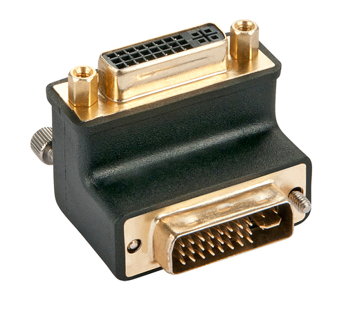 DVI-I ADAPTER 90 DEGREE DOWN MALE TO FEMALE CONNECTORS – Lindy