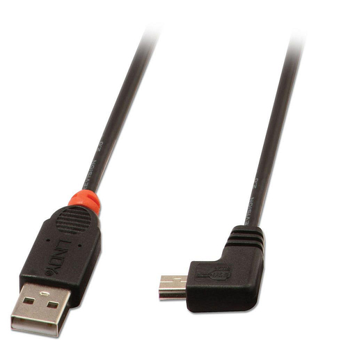 1M USB 2.0 CABLE 90DEGREE BLACK AM TO 90 DEG MI B MALE – Lindy