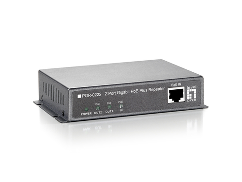 LevelOne 2-Port Gigabit PoE-Plus Repeater- Built-in 2 PoE output ports for PoE devices- 10/100/1000Mbps wire speed transmission and reception- IEEE 802.3af/at PoE compliant to simplify deployment and installation- Forwards Power over Ethernet (802.3af/at) – Digital Data Communications