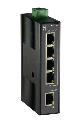 LevelOne 5 FE Unmanaged Switch -10 to 60C- DIN-rail- Provides flexibility of 5x 10/100BASE-TX ports- -10 – Digital Data Communications