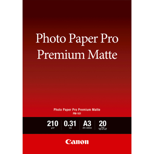 Canon Pro Premium PM-101 - Smooth matte - 310 micron - A3 (297 x 420 mm) - 210 g/m� - 20 sheet(s) photo paper - for PIXMA PRO-1, PRO-10, PRO-100 – Canon
