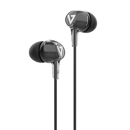 STEREO EARBUDS W/INLINE MIC 3.5MM 1.2M CABLE BLACK – V7