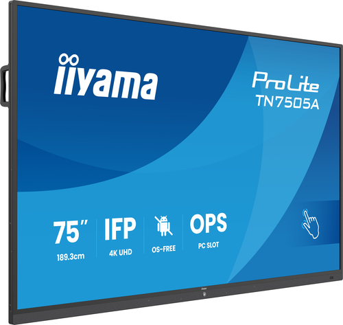 75iWIDE IFP 40-Points Bonded DeepContrast IR? Screen OS-free 3840 x2160 4K UHD IPS panel LED Bl. Full Metal Housing Fan-less Speakers(2x20 Watt(Front facing) &( – Iiyama
