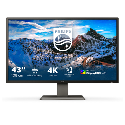 43" Black LCD Monitor 4K UHD Displayport and HDMI – Philips
