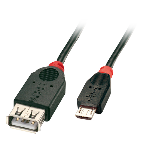 1M USB 2.0 OTG CABLE BLK MICRO-B MALE TO TYPE A FEMALE – Lindy