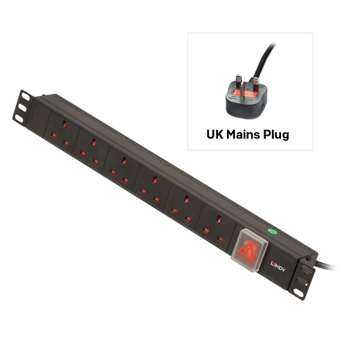 1U 6 WAY UK PLUG PDU 1X13A PLUG TO 6X3 P SOCKETS – Lindy