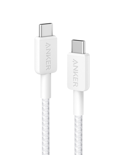 Anker 322 USB-C To USB-C Cable (3ft Braided) B2B - Europe (Excluded UK Plug) White Iteration 1 – Anker