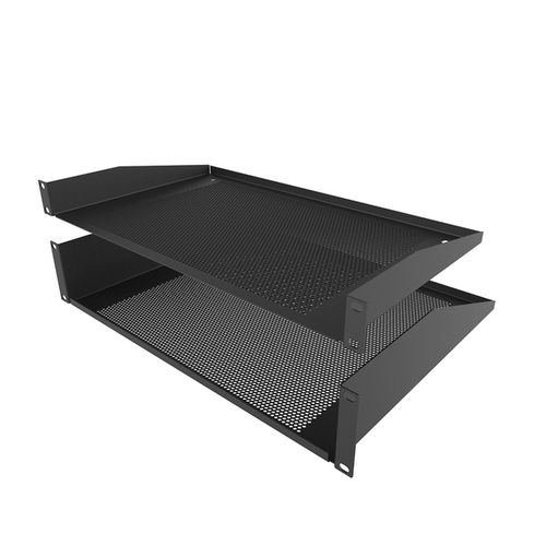 2U Black Vented 368mm Shelf – Penn Elcom