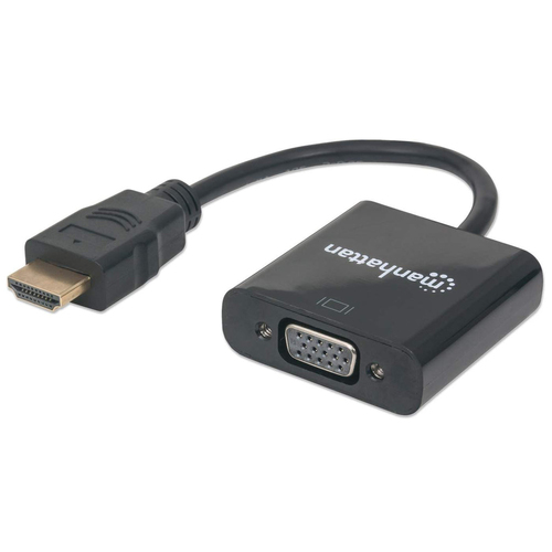 HDMI TO VGA WITH CONVERTER- 1080P MALE/FEMALE 30CM BLACK POL – INTELLINET