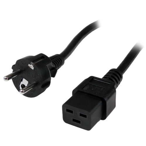 StarTech.com 2 m computervoedingskabel - Schuko CEE7 naar IEC 320 C19 - Voedingskabel - IEC 60320 C19 naar CEE 7/7 (M) - 250 V wisselstroom V - 2 m - gevormd - zwart – StarTech.com
