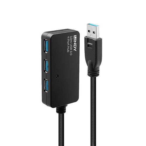 10M USB 3.0 ACTIVE EXT HUB PRO TYPE A MALE TO 4 X FEMALE – Lindy