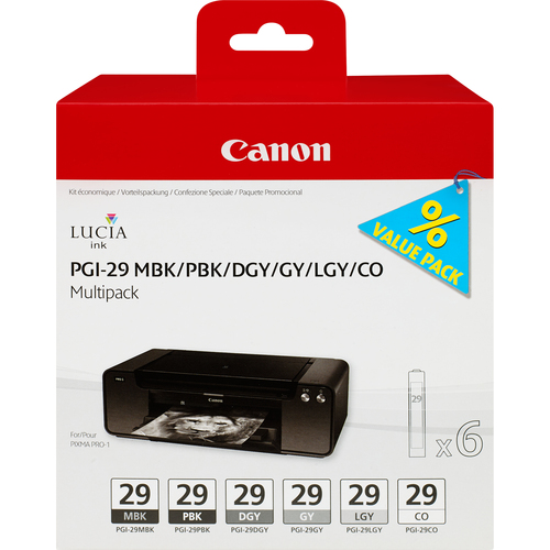 PGI-29 MBK/PBK/DGY/GY/LGY/CO MULTI PACK/VALUE PACK NON-BLIST – Canon