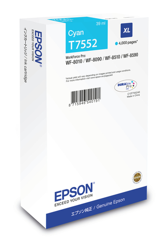 WF-8XXX SERIESINKCARTR.XLCYAN PIGMENT K DURABRITEPRO SIZEXL – Epson