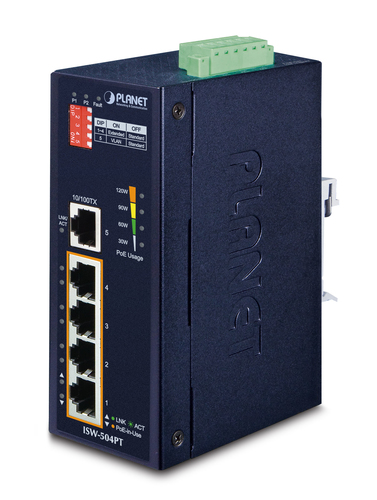 IP30 5-Port/TP POE+ Industrial – Planet