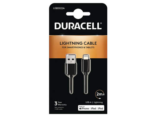 Duracell Sync/Charge Cable 2 Metre Black – Duracell